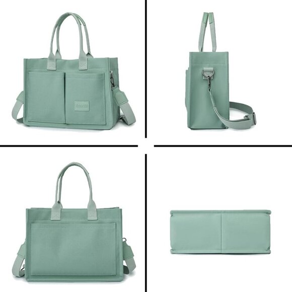 Women Canvas Tote Bag with Pockets Crossbody Hobo Shoulder Bag for Daily Use - Picture 3 of 6